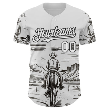 Custom White Black Texas Cowboy Landscape City Edition Authentic Baseball Jersey