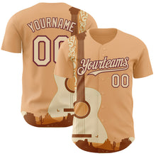 Charger l'image dans la galerie, Custom City Cream Burgundy Texas Sunset Southwest Landscape Guitar City Edition Authentic Baseball Jersey
