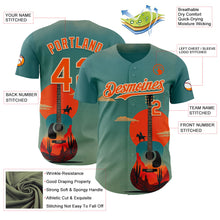 Laden Sie das Bild in den Galerie-Viewer, Custom Green Orange-City Cream Texas Sunset Southwest Landscape Guitar City Edition Authentic Baseball Jersey
