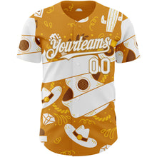 Load image into Gallery viewer, Custom Yellow White-Old Gold Texas Cowboy Guitar City Edition Authentic Baseball Jersey
