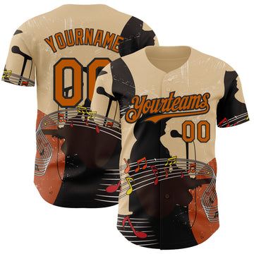 Custom City Cream Texas Orange-Black Texas Guitar City Edition Authentic Baseball Jersey