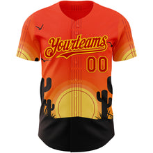 Load image into Gallery viewer, Custom Orange Red Yellow-Black Texas Sunset Southwest Landscape Guitar City Edition Authentic Baseball Jersey
