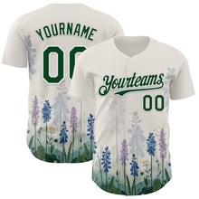 Load image into Gallery viewer, Custom White Green Texas Bluebonnet Floral City Edition Authentic Baseball Jersey
