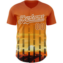 Load image into Gallery viewer, Custom Texas Orange Yellow Black-White Texas Sunset Southwest Landscape City Edition Authentic Baseball Jersey
