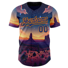 Load image into Gallery viewer, Custom Blue Royal-Bay Orange Texas Sunset Night Landscape City Edition Authentic Baseball Jersey
