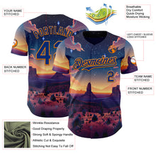 Load image into Gallery viewer, Custom Blue Royal-Bay Orange Texas Sunset Night Landscape City Edition Authentic Baseball Jersey
