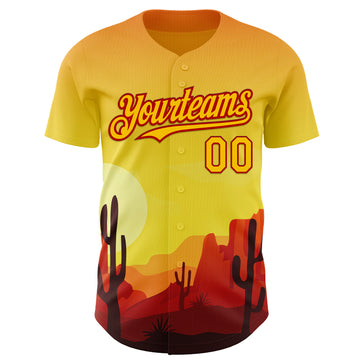 Custom Yellow Red Texas Sunset Southwest Landscape City Edition Authentic Baseball Jersey