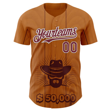 Custom Brown Burgundy-White Texas Cowboy City Edition Authentic Baseball Jersey
