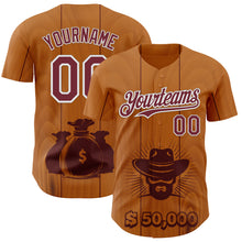 Загрузить изображение в средство просмотра галереи, Custom Brown Burgundy-White Texas Cowboy City Edition Authentic Baseball Jersey
