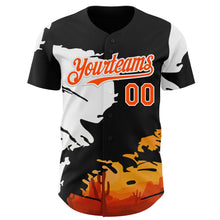 Load image into Gallery viewer, Custom Black Orange-White Texas Sunset Southwest Landscape City Edition Authentic Baseball Jersey
