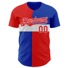 Load image into Gallery viewer, Custom Blue Fire Red-White Texas Flag City Edition Authentic Baseball Jersey
