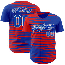 Загрузить изображение в средство просмотра галереи, Custom Thunder Blue Red-White Texas Flag Stripe City Edition Authentic Baseball Jersey
