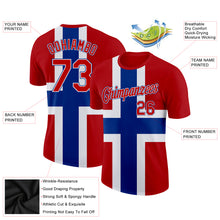 Загрузить изображение в средство просмотра галереи, Custom Red White-Royal Norway 	Flag Performance T-Shirt
