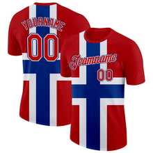 Загрузить изображение в средство просмотра галереи, Custom Red White-Royal Norway 	Flag Performance T-Shirt
