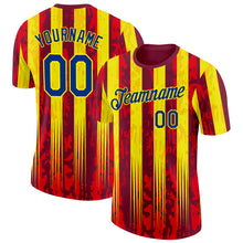 Laden Sie das Bild in den Galerie-Viewer, Custom Red Royal-Light Yellow Spain Splash Stripe Performance T-Shirt
