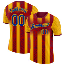 Загрузить изображение в средство просмотра галереи, Custom Gold Royal-Red Spain Geometric Stripe Performance T-Shirt
