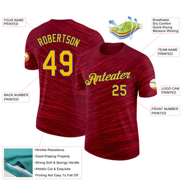 Custom Red Gold-Royal Spain Line Performance T-Shirt