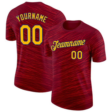 Custom Red Gold-Royal Spain Line Performance T-Shirt