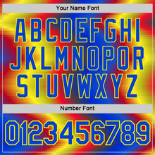 Загрузить изображение в средство просмотра галереи, Custom Blue Red Yellow-Black Spain Pixel Gradient Performance T-Shirt
