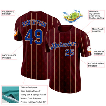 Custom Red Royal-Vegas Gold Spain Stripe Performance T-Shirt