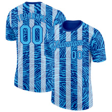 Загрузить изображение в средство просмотра галереи, Custom Blue Sky Blue-Royal Uruguay Stripe Performance T-Shirt
