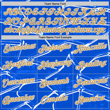 Загрузить изображение в средство просмотра галереи, Custom Blue Old Gold-White Uruguay Abstract Geometric Net Performance T-Shirt
