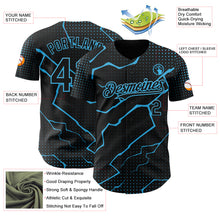 Load image into Gallery viewer, Custom Black Sky Blue 3D Pattern Design Lightning Polka Dot Authentic Baseball Jersey
