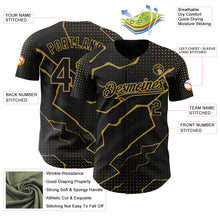 Load image into Gallery viewer, Custom Black Old Gold 3D Pattern Design Lightning Polka Dot Authentic Baseball Jersey

