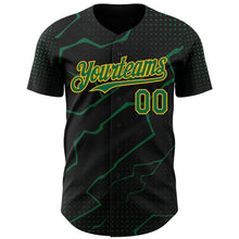 Load image into Gallery viewer, Custom Black Kelly Green-Gold 3D Pattern Design Lightning Polka Dot Authentic Baseball Jersey
