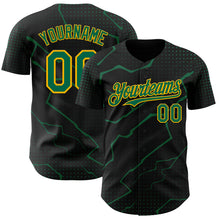 Load image into Gallery viewer, Custom Black Kelly Green-Gold 3D Pattern Design Lightning Polka Dot Authentic Baseball Jersey
