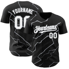 Load image into Gallery viewer, Custom Black White-Gray 3D Pattern Design Lightning Polka Dot Authentic Baseball Jersey
