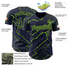 Laden Sie das Bild in den Galerie-Viewer, Custom Navy Neon Green 3D Pattern Design Lightning Polka Dot Authentic Baseball Jersey
