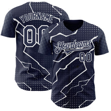 Load image into Gallery viewer, Custom Navy White 3D Pattern Design Lightning Polka Dot Authentic Baseball Jersey
