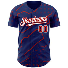 Load image into Gallery viewer, Custom Royal Red-White 3D Pattern Design Lightning Polka Dot Authentic Baseball Jersey
