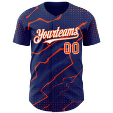 Load image into Gallery viewer, Custom Royal Orange-White 3D Pattern Design Lightning Polka Dot Authentic Baseball Jersey
