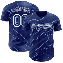 Charger l'image dans la galerie, Custom Royal Light Blue-White 3D Pattern Design Lightning Polka Dot Authentic Baseball Jersey
