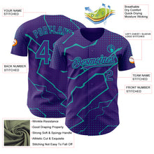 Charger l'image dans la galerie, Custom Purple Aqua 3D Pattern Design Lightning Polka Dot Authentic Baseball Jersey
