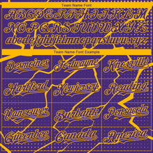 Load image into Gallery viewer, Custom Purple Gold 3D Pattern Design Lightning Polka Dot Authentic Baseball Jersey
