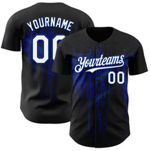 Laden Sie das Bild in den Galerie-Viewer, Custom Black White-Royal 3D Pattern Design Dripping Splatter Paint Authentic Baseball Jersey
