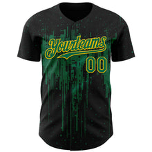 Загрузить изображение в средство просмотра галереи, Custom Black Kelly Green-Yellow 3D Pattern Design Dripping Splatter Paint Authentic Baseball Jersey
