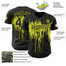 Load image into Gallery viewer, Custom Black Neon Yellow 3D Pattern Design Dripping Splatter Paint Authentic Baseball Jersey
