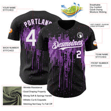 Load image into Gallery viewer, Custom Black White-Medium Purple 3D Pattern Design Dripping Splatter Paint Authentic Baseball Jersey
