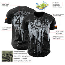 Load image into Gallery viewer, Custom Black Silver 3D Pattern Design Dripping Splatter Paint Authentic Baseball Jersey
