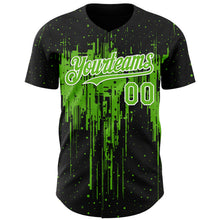 Load image into Gallery viewer, Custom Black Aurora Green-White 3D Pattern Design Dripping Splatter Paint Authentic Baseball Jersey
