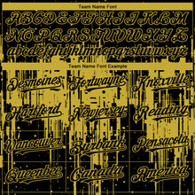 Load image into Gallery viewer, Custom Black Old Gold 3D Pattern Design Dripping Splatter Paint Authentic Baseball Jersey
