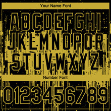 Load image into Gallery viewer, Custom Black Old Gold 3D Pattern Design Dripping Splatter Paint Authentic Baseball Jersey

