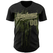 Laden Sie das Bild in den Galerie-Viewer, Custom Black Olive-Cream 3D Pattern Design Dripping Splatter Paint Authentic Baseball Jersey
