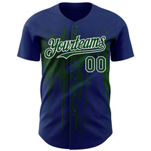 Load image into Gallery viewer, Custom Royal Green-White 3D Pattern Design Dripping Splatter Paint Authentic Baseball Jersey
