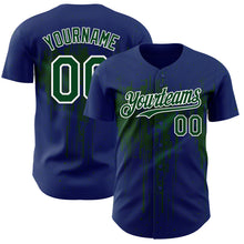 Load image into Gallery viewer, Custom Royal Green-White 3D Pattern Design Dripping Splatter Paint Authentic Baseball Jersey
