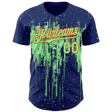 Загрузить изображение в средство просмотра галереи, Custom Royal Pea Green-Orange 3D Pattern Design Dripping Splatter Paint Authentic Baseball Jersey
